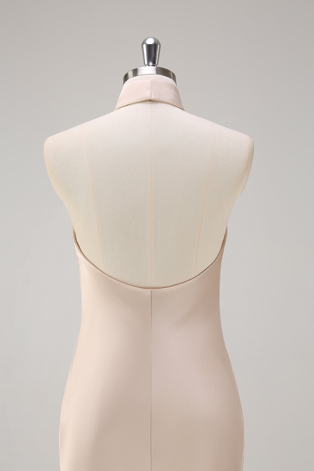 Vestido de dama de honor de sirena halter champán con abertura