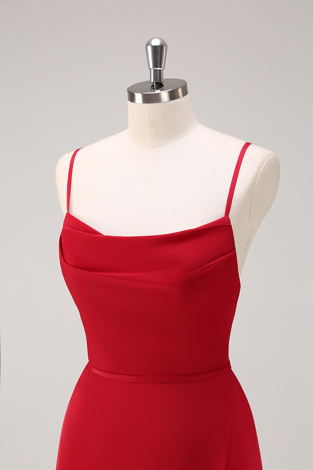 Vestido de dama de honor de línea A con tirantes de espagueti burdeos con abertura