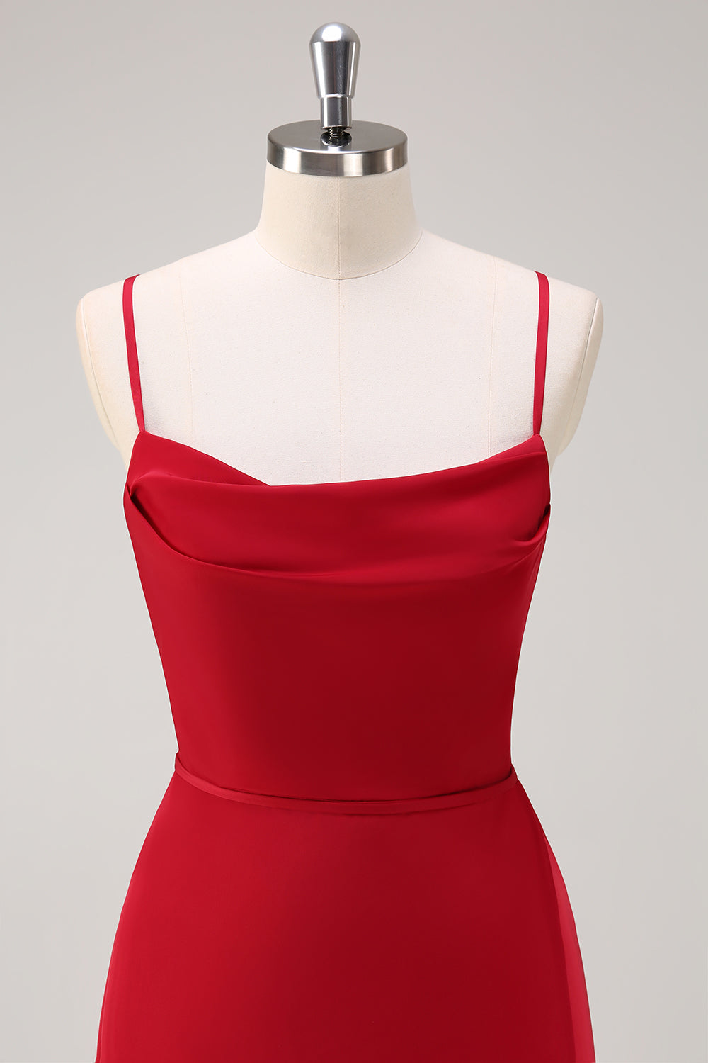 Vestido de dama de honor de línea A con tirantes de espagueti burdeos con abertura