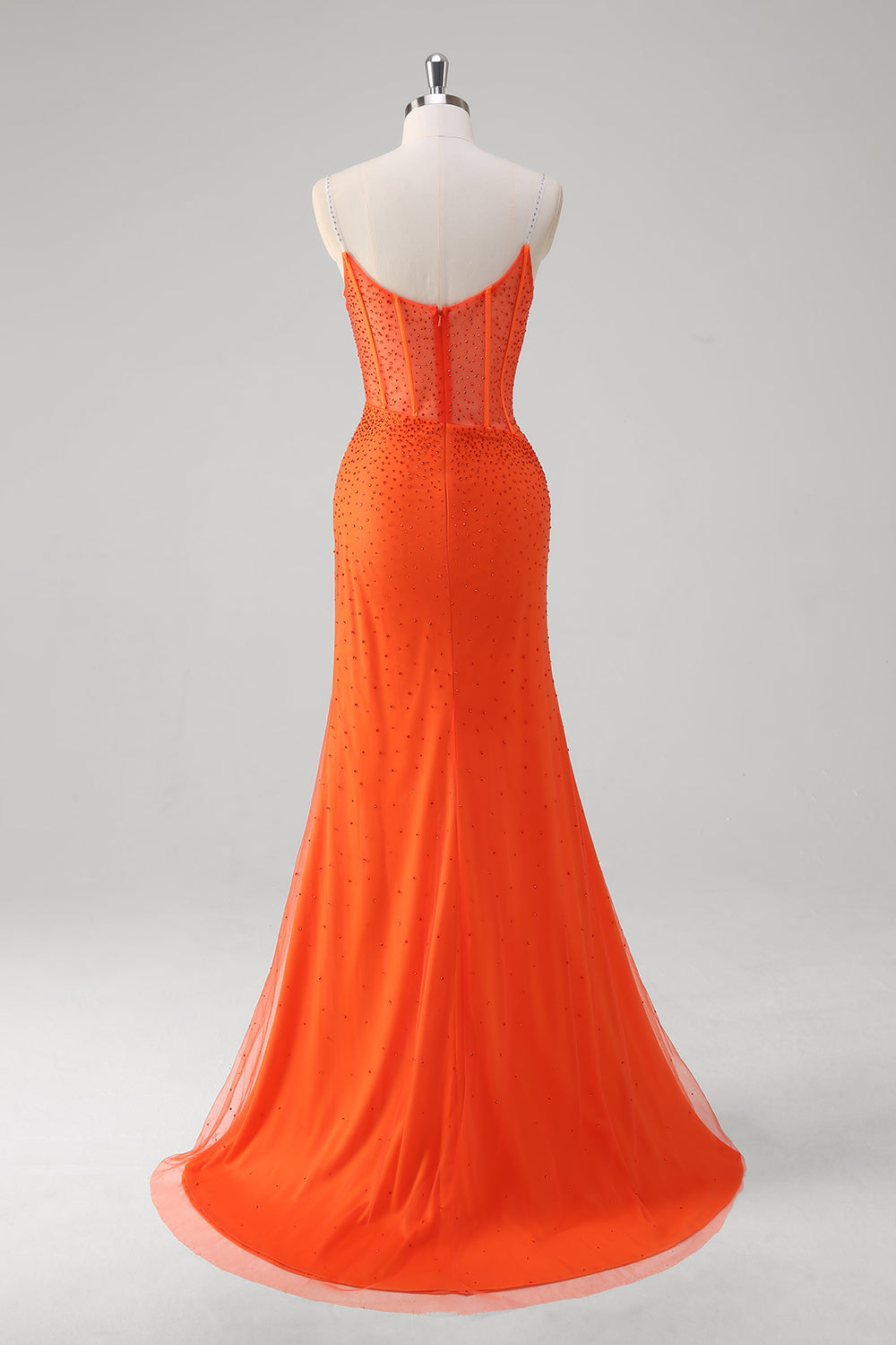 Vestido de fiesta largo con abertura y correas de espagueti de sirena negra brillante con correas de espagueti