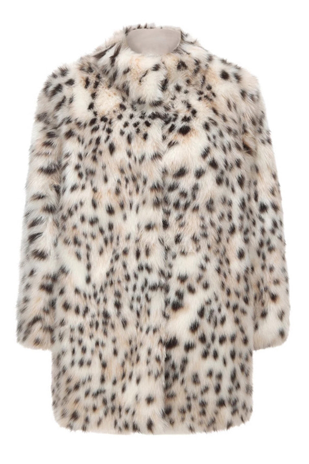 Abrigo de piel de mujer oversize con estampado de leopardo blanco