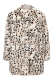 Abrigo de piel de mujer oversize con estampado de leopardo blanco