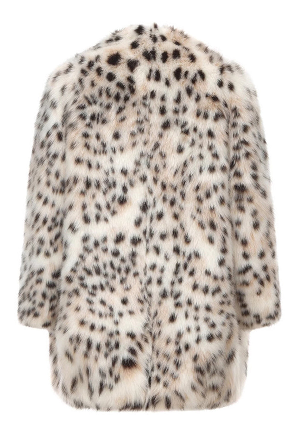 Abrigo de piel de mujer oversize con estampado de leopardo blanco