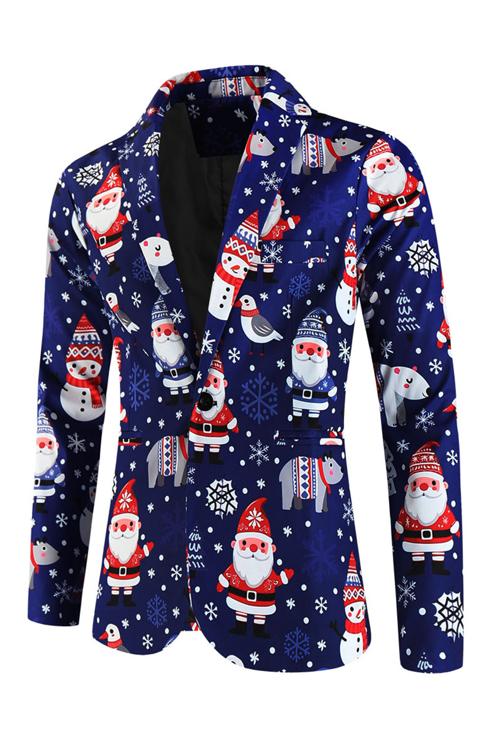 Traje de Papá Noel azul marino de 3 piezas para hombre en Navidad
