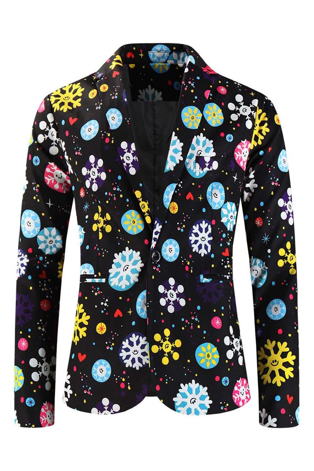 Traje de Navidad para hombre Black Snowflake de 3 piezas