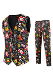 Solapa con muescas negras muñeco de nieve estampado Navidad Slim Fit Hombres Trajes de hombre