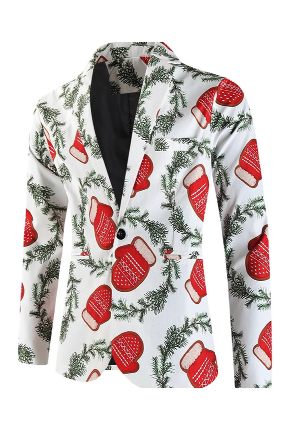 Guantes de Navidad Blancos Estampados 3 Piezas Trajes de Hombre