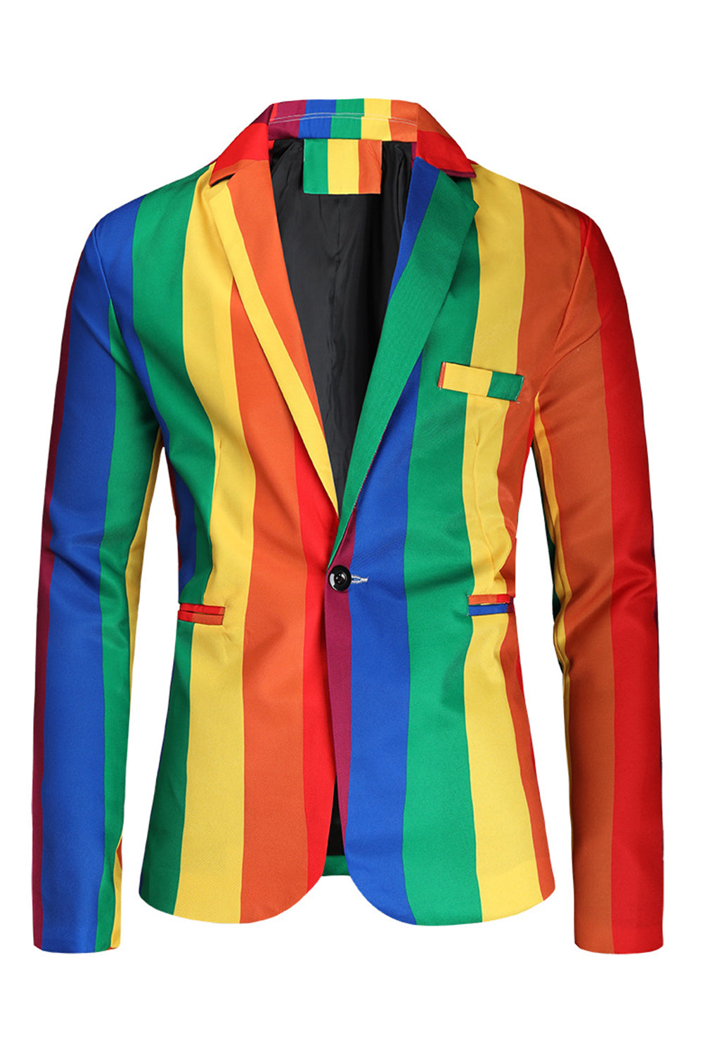 Trajes de fiesta para hombre con solapa con muescas a rayas arcoíris amarillas