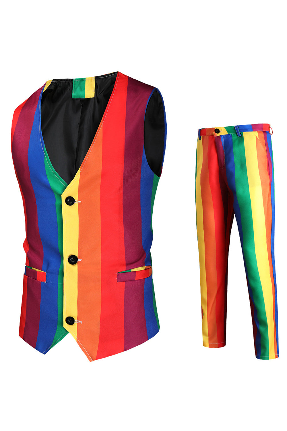 Trajes de fiesta para hombre con solapa con muescas a rayas arcoíris amarillas