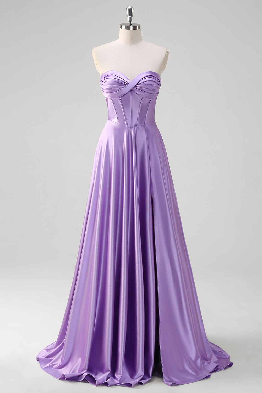 Vestido de fiesta largo con corsé de novia de línea A morado