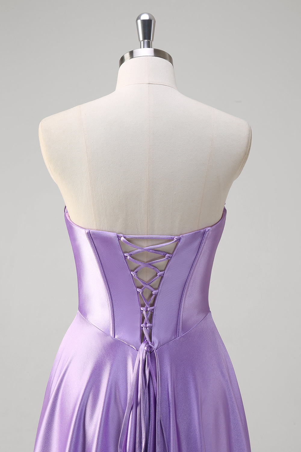 Vestido de fiesta largo con corsé de novia de línea A morado