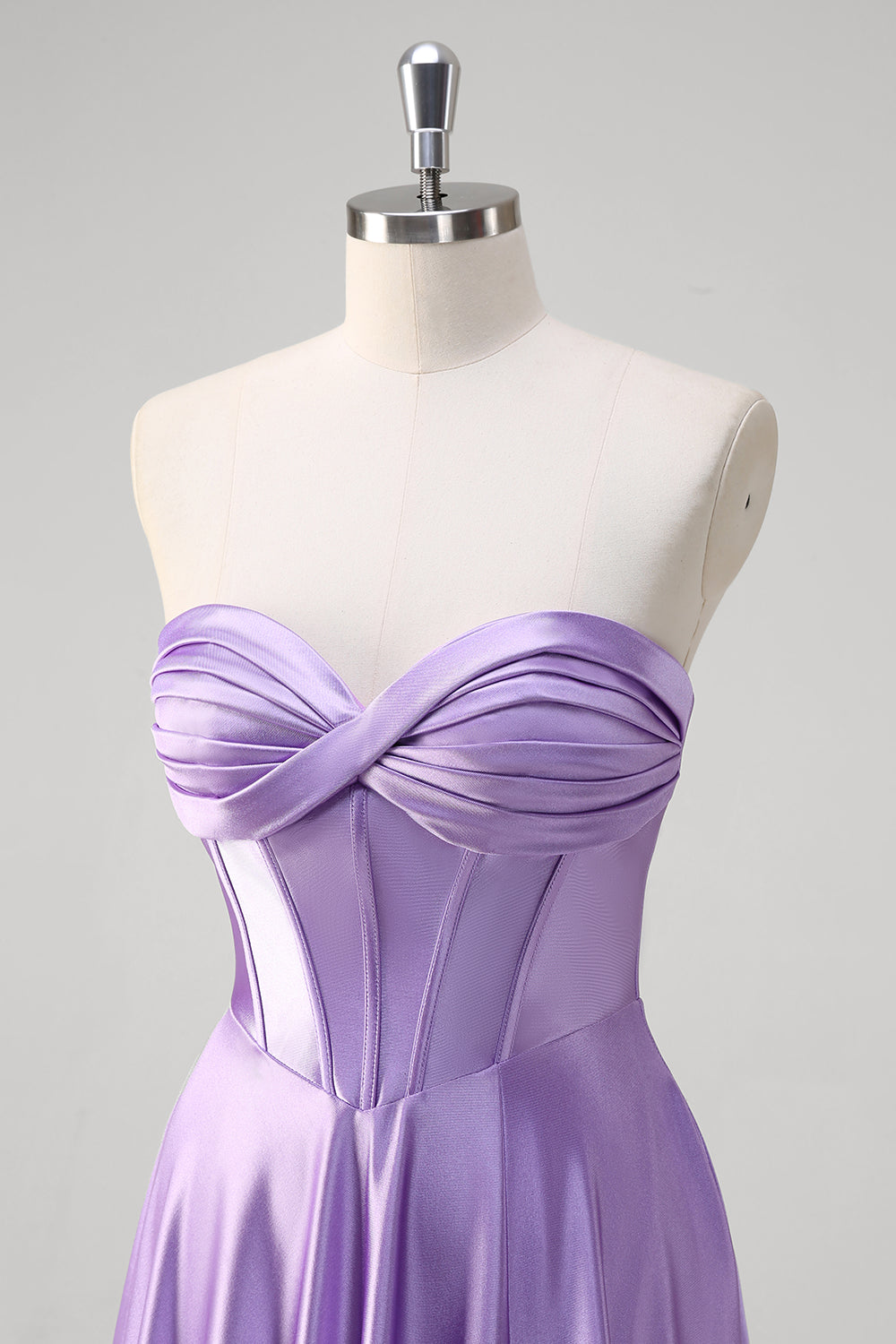 Vestido de fiesta largo con corsé de novia de línea A morado