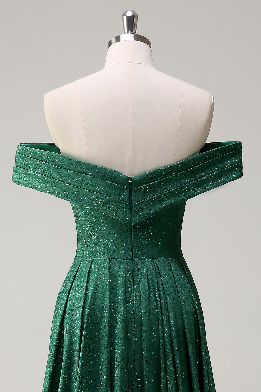 Vestido de fiesta de sirena verde oscuro con purpurina con hombros descubiertos