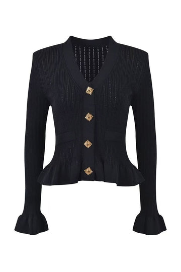 Vestido de fiesta largo de manga larga sirena negro de 2 piezas