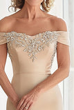 Champagne Off the Shoulder Swine Vestido Madre de la Novia con Apliques
