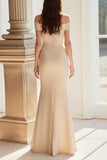 Champagne Off the Shoulder Swine Vestido Madre de la Novia con Apliques