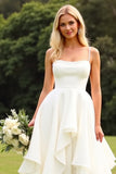 Vestido de novia de gasa A Line Ruffle Ivory con encaje