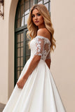 lvory A Line Off The Shoulder Vestido de novia largo con apliques