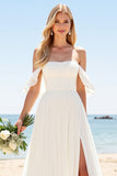 lvory A Line Off The Shoulder Vestido de Novia Largo con Abertura