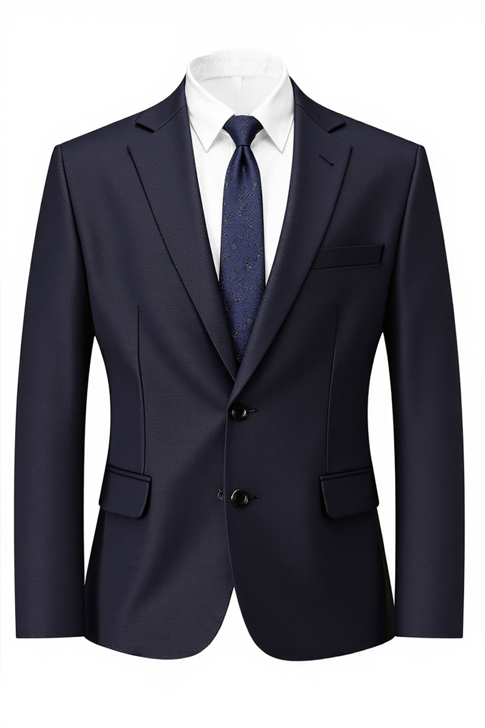 Blazer de fiesta con solapa con muescas de dos botones azul marino oscuro para hombre