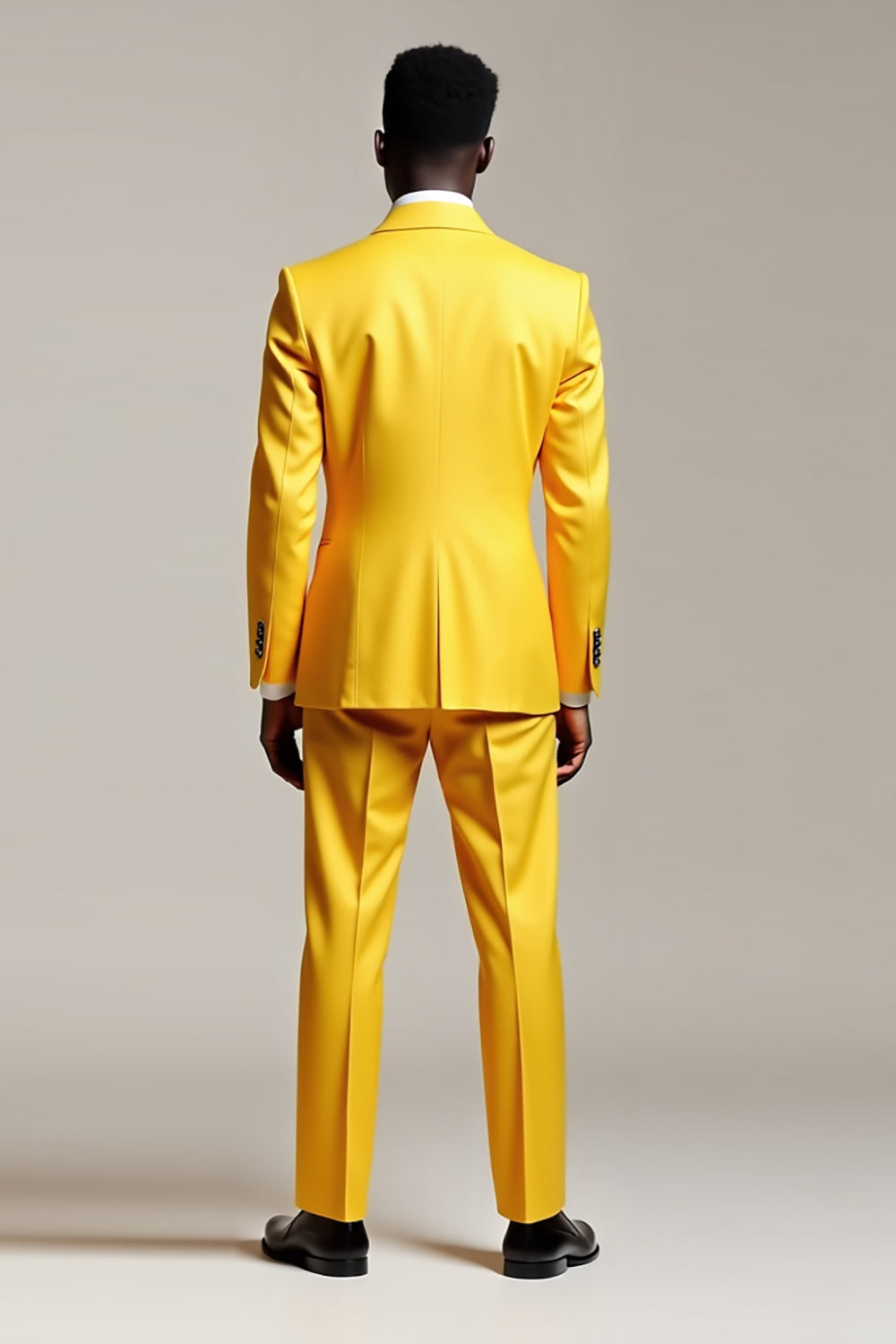 Trajes de fiesta para hombre con solapa de pico amarillo de doble botonadura
