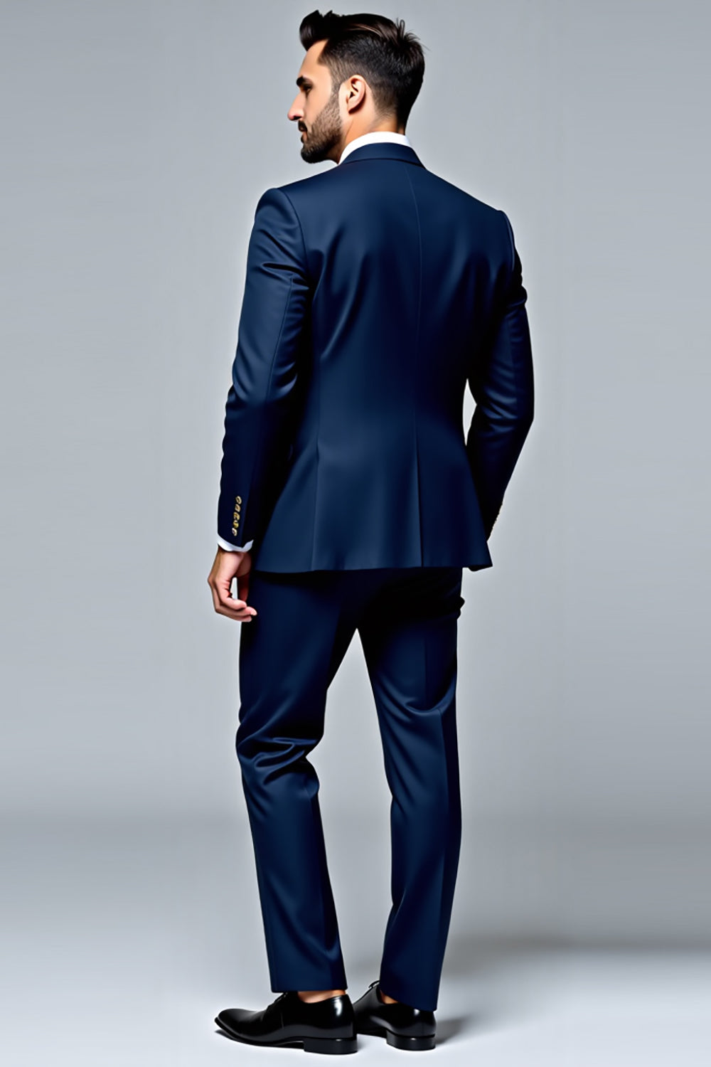 Traje de hombre slim fit de 2 piezas de 2 piezas en azul oscuro