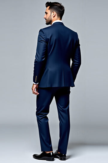 Traje de hombre slim fit de 2 piezas de 2 piezas en azul oscuro
