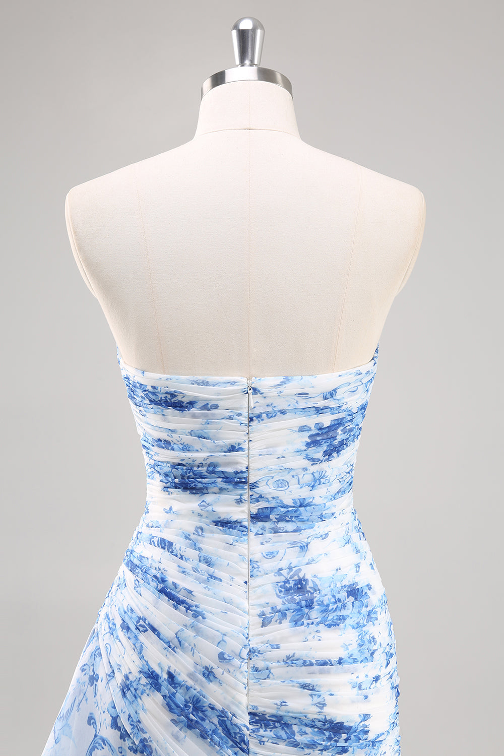 Vestido de fiesta floral blanco sirena blanco azul