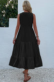 Vestido de verano negro con escote en V y botones