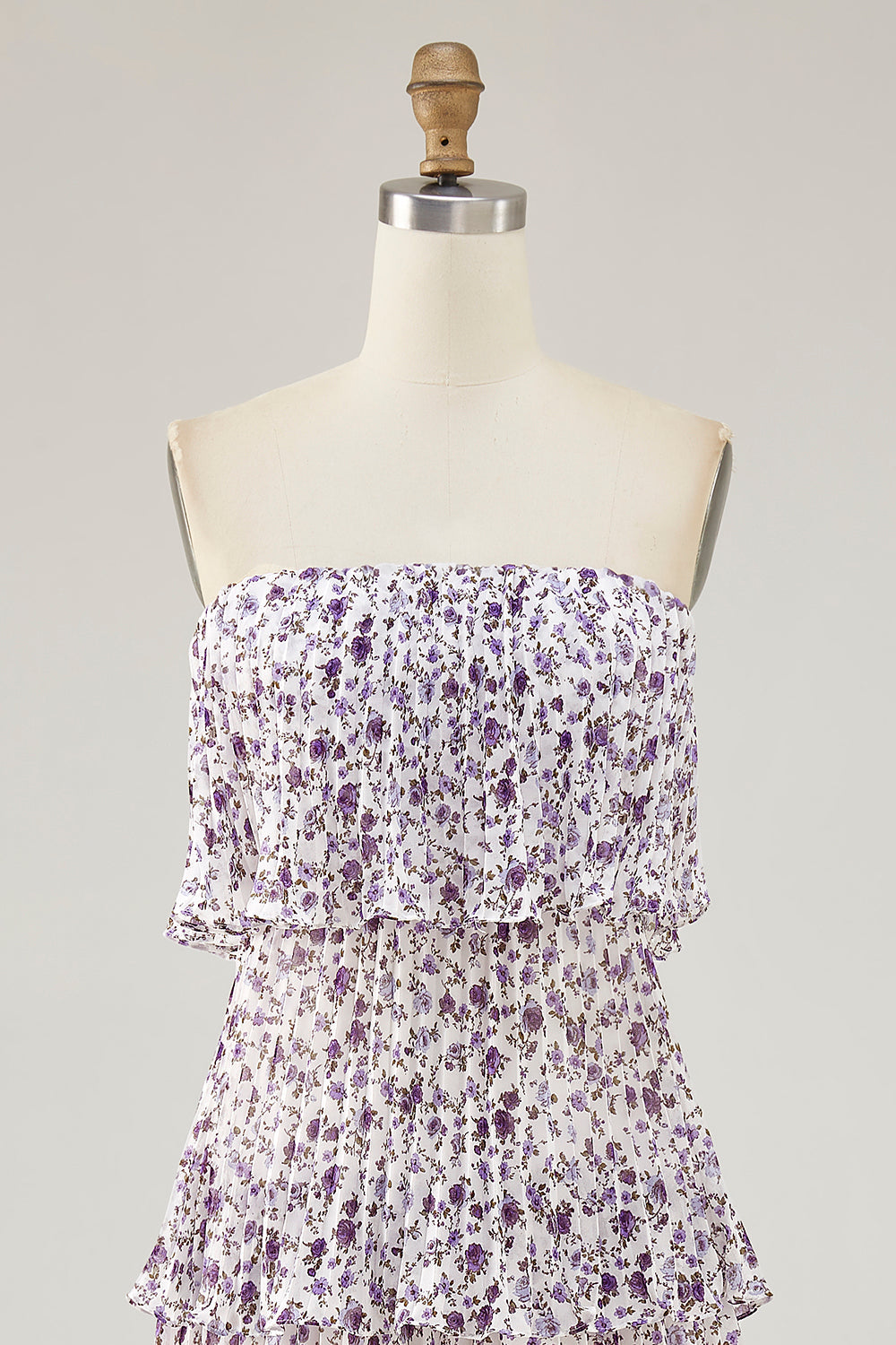 Off The Shoulder Purple Flower Printed A Line Wedding Guest Dress