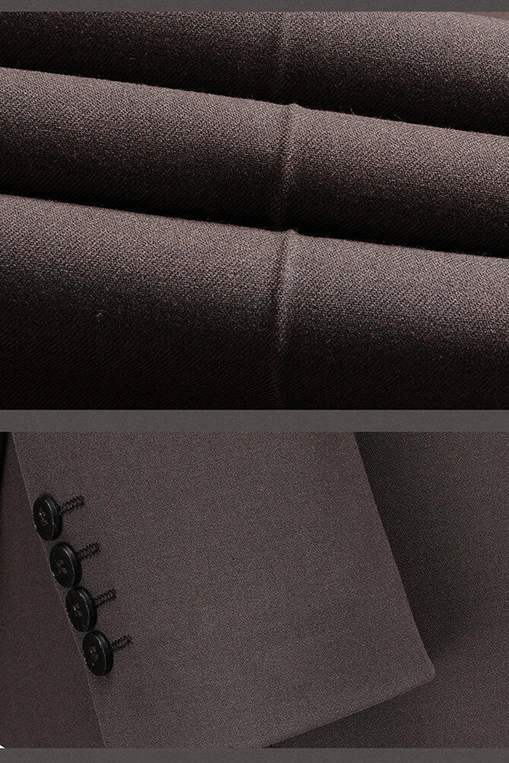 Traje de ajuste delgado con solapa y muescas en café