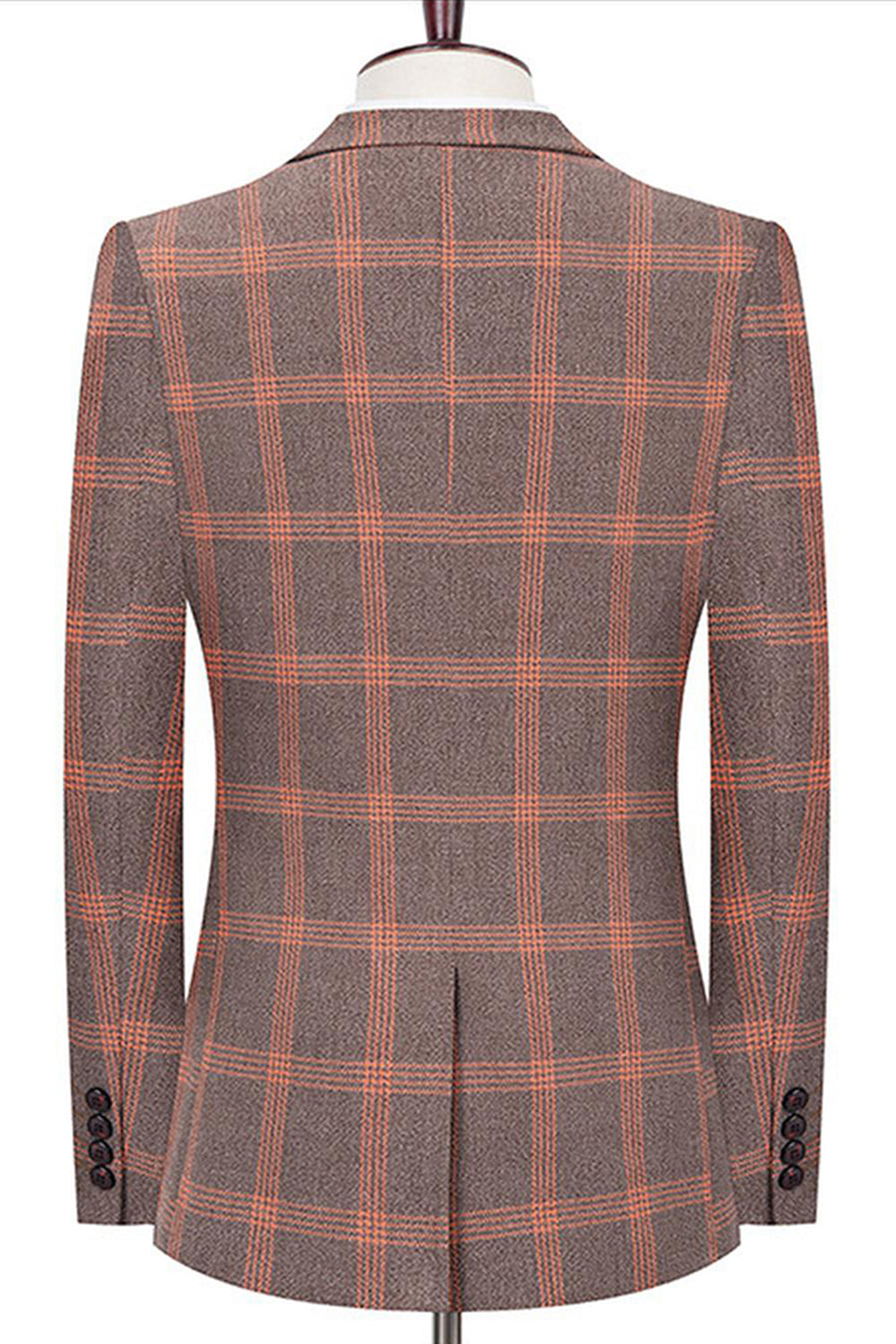 Trajes de Cuadros Slim Fit con Solapa de Muesca Azul para Hombres