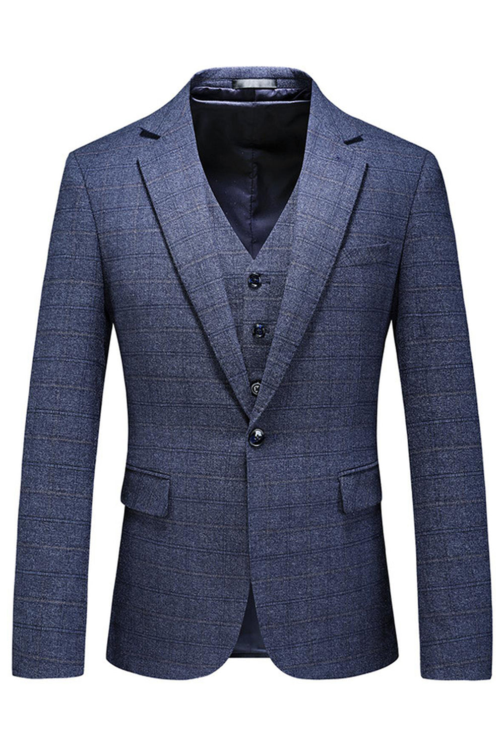 Trajes de fiesta de 3 piezas para hombre con solapa de cuadros a cuadros para hombre