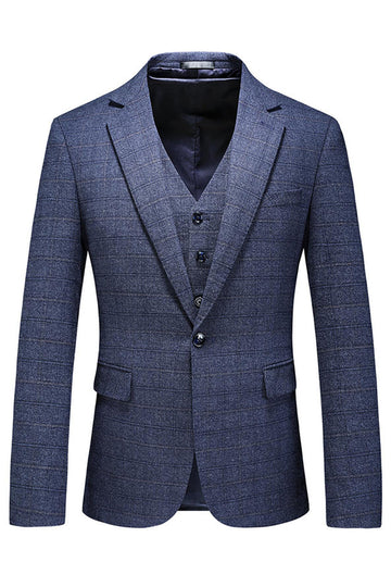 Trajes de fiesta de 3 piezas para hombre con solapa de cuadros a cuadros para hombre