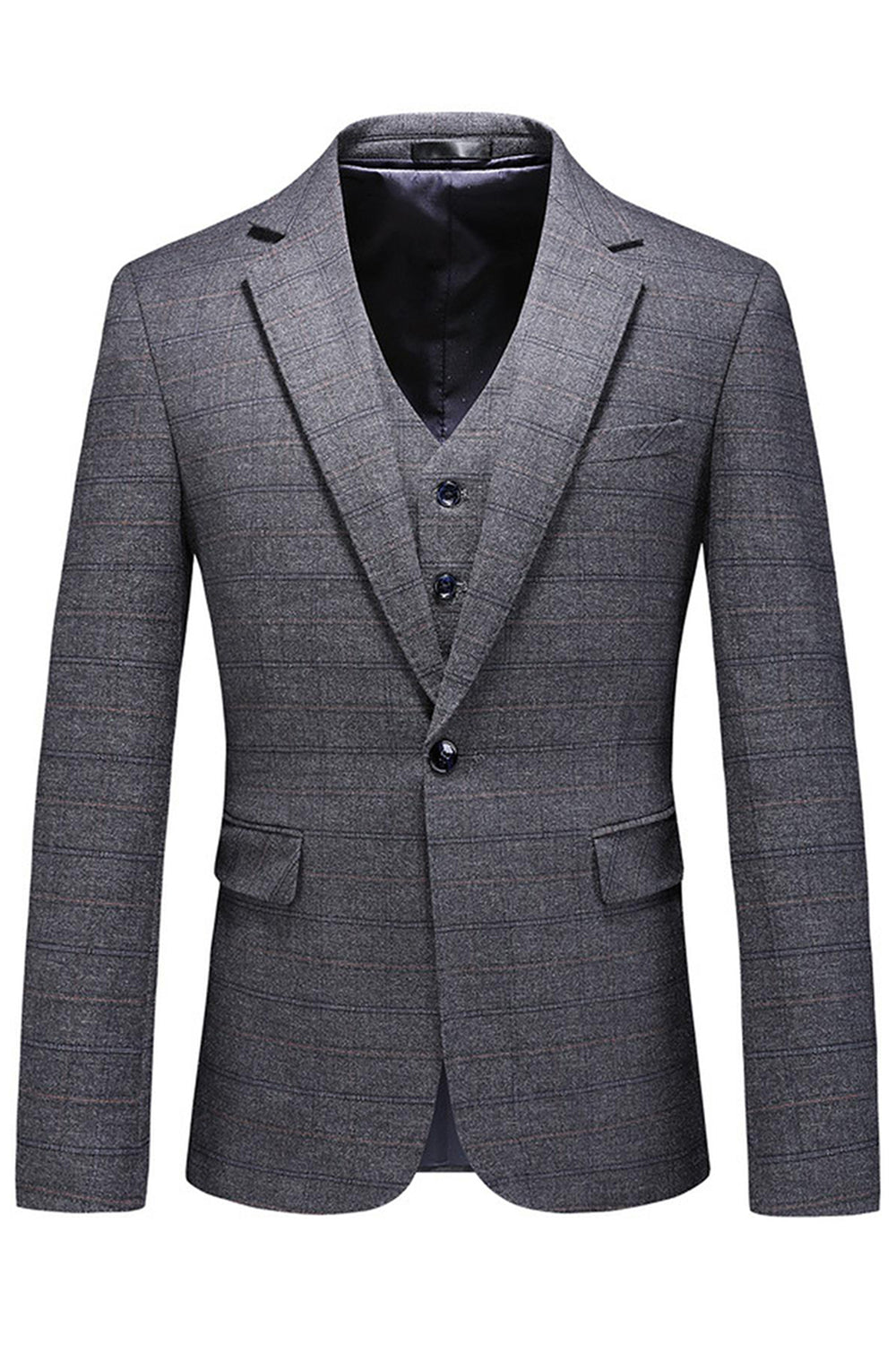 Trajes de fiesta de 3 piezas para hombre con solapa de cuadros a cuadros para hombre