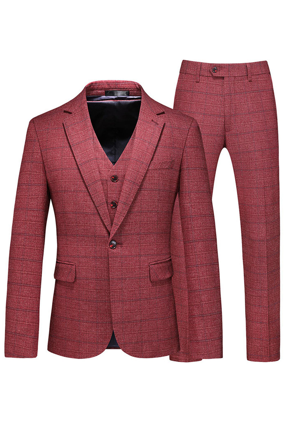 Trajes de fiesta de 3 piezas para hombre con solapa de cuadros a cuadros para hombre