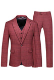 Trajes de fiesta de 3 piezas para hombre con solapa de cuadros a cuadros para hombre