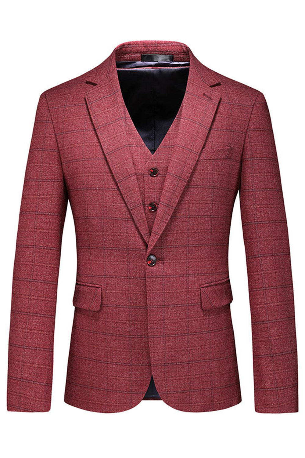 Trajes de fiesta de 3 piezas para hombre con solapa de cuadros a cuadros para hombre