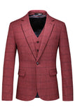 Trajes de fiesta de 3 piezas para hombre con solapa de cuadros a cuadros para hombre