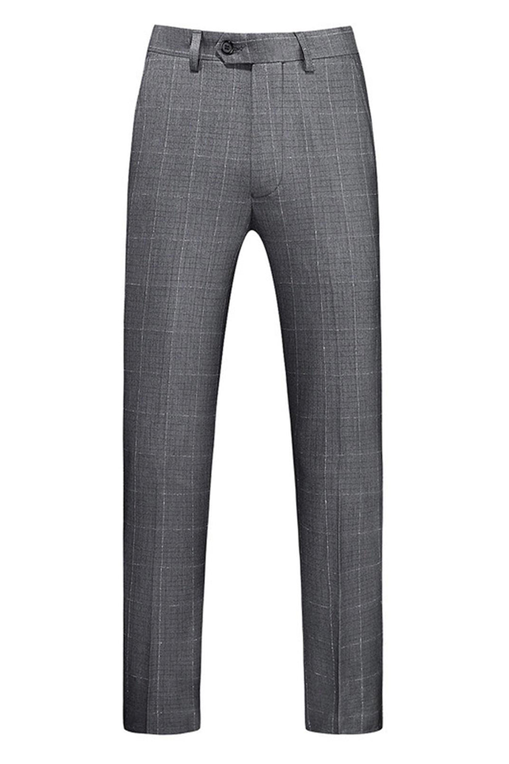 Trajes formales de 3 piezas con solapa de pico a cuadros grises para hombre