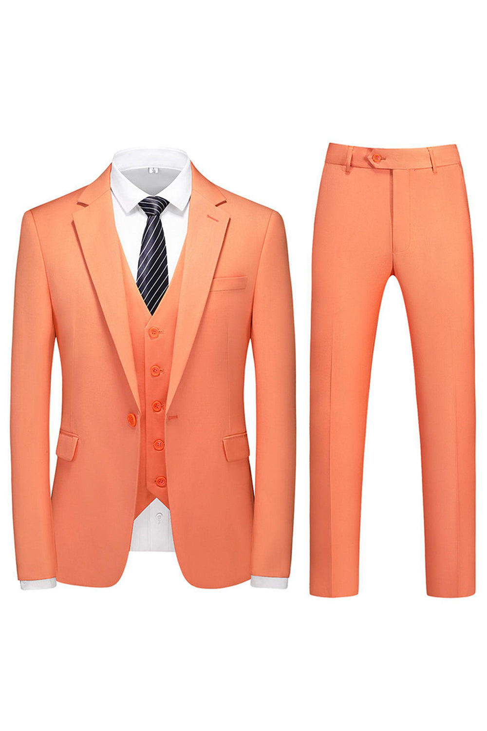 Trajes de Fiesta de Hombre Violeta de Botonadura Sencilla con Solapa con Muescas 3 Piezas