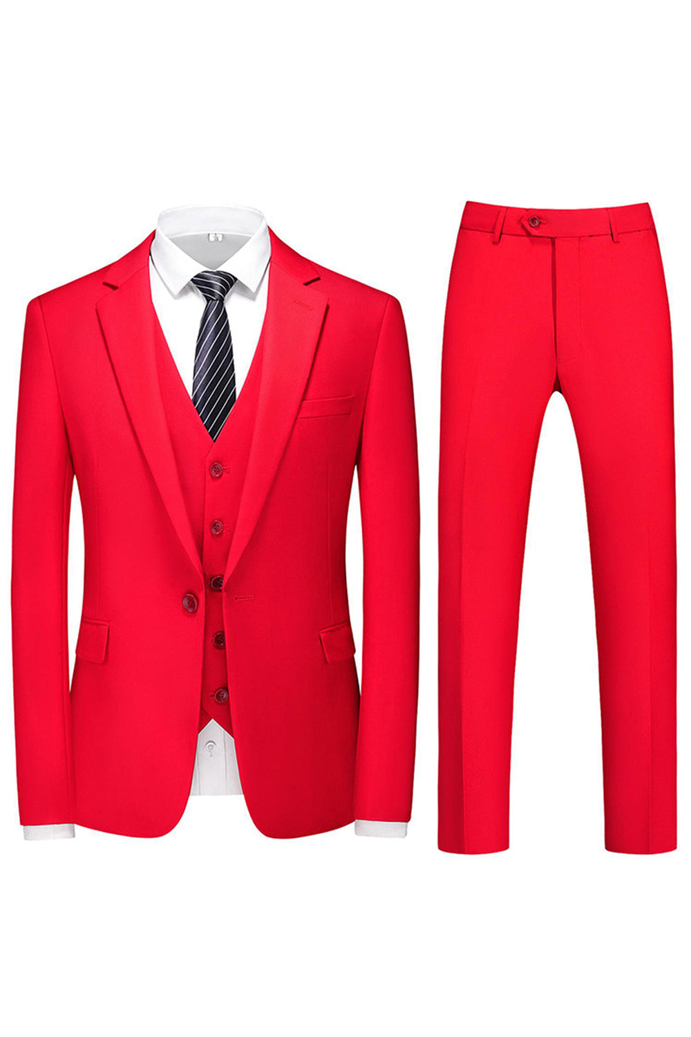 Trajes de Fiesta de Hombre Violeta de Botonadura Sencilla con Solapa con Muescas 3 Piezas