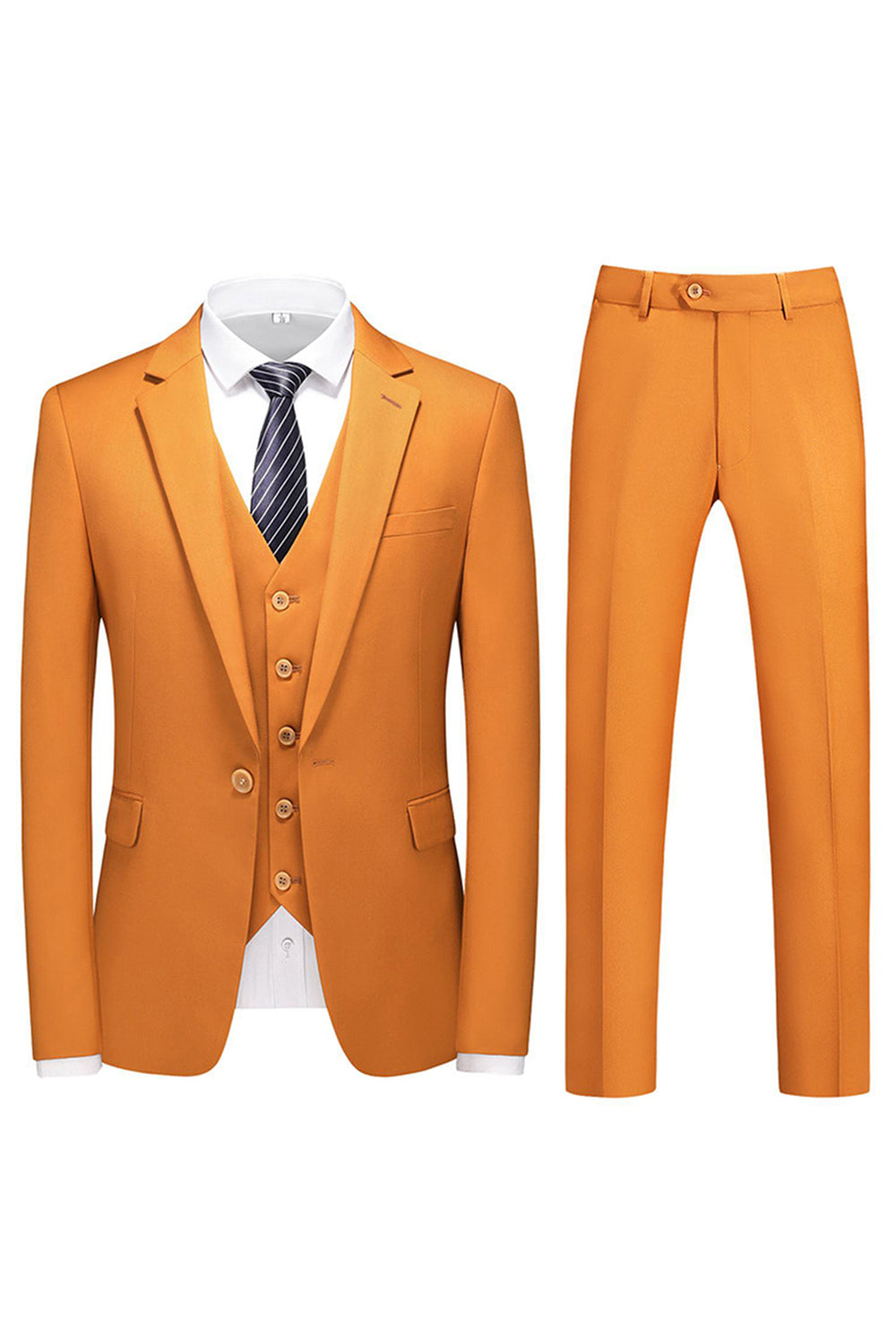 Trajes de Fiesta de Hombre Violeta de Botonadura Sencilla con Solapa con Muescas 3 Piezas