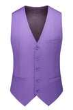 Trajes de Fiesta de Hombre Violeta de Botonadura Sencilla con Solapa con Muescas 3 Piezas
