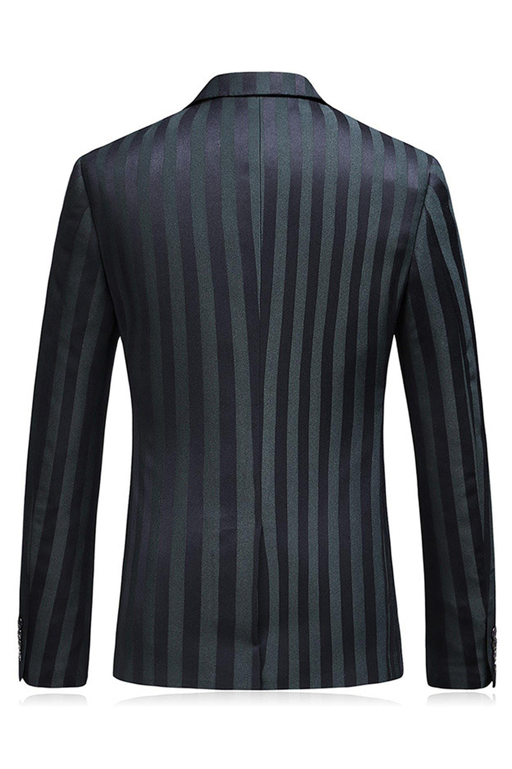 Trajes de fiesta de 3 piezas con solapa de pico a rayas grises y verdes para hombre