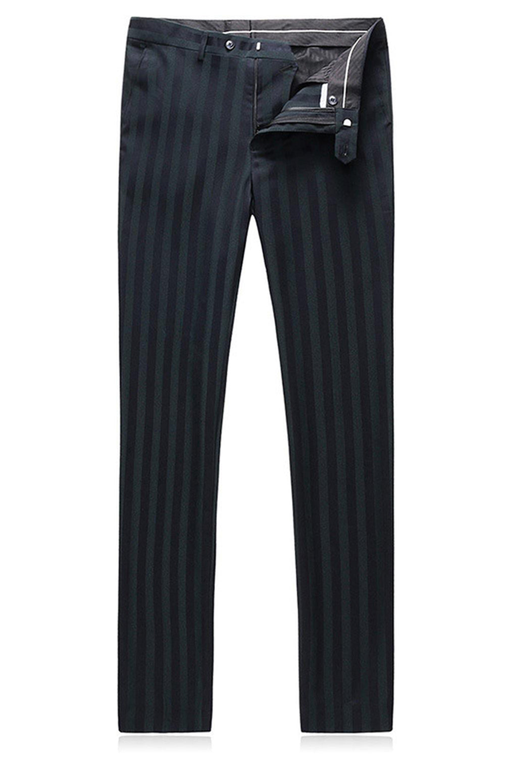 Trajes de fiesta de 3 piezas con solapa de pico a rayas grises y verdes para hombre