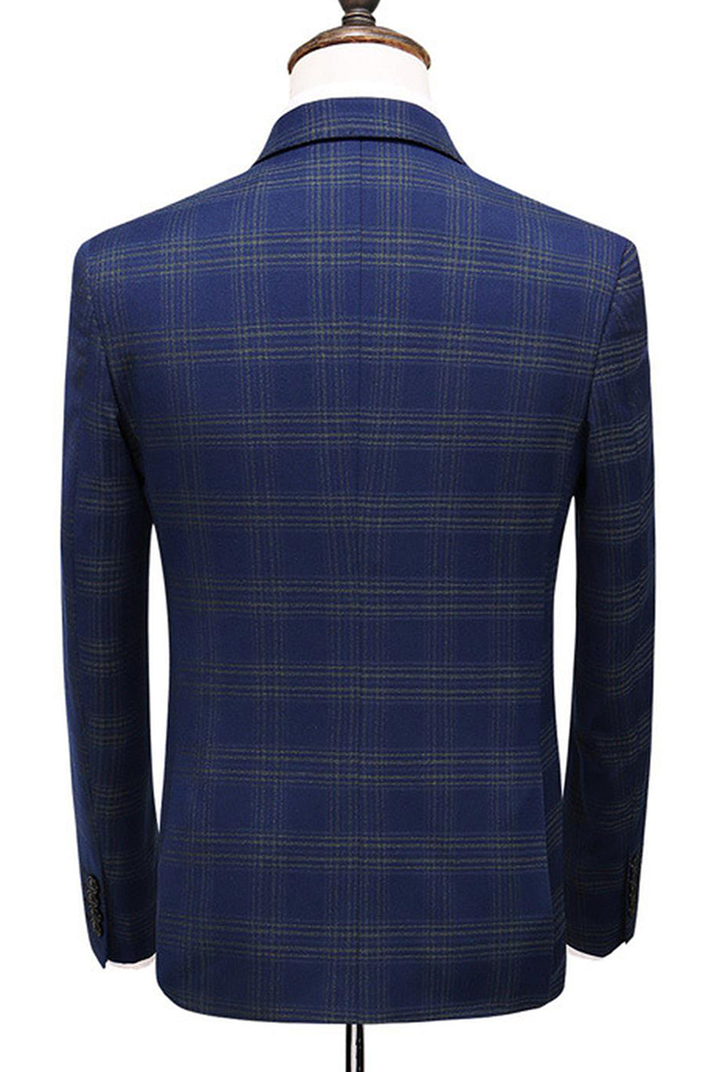 Trajes de fiesta de 3 piezas con solapa de pico a rayas azules para hombre