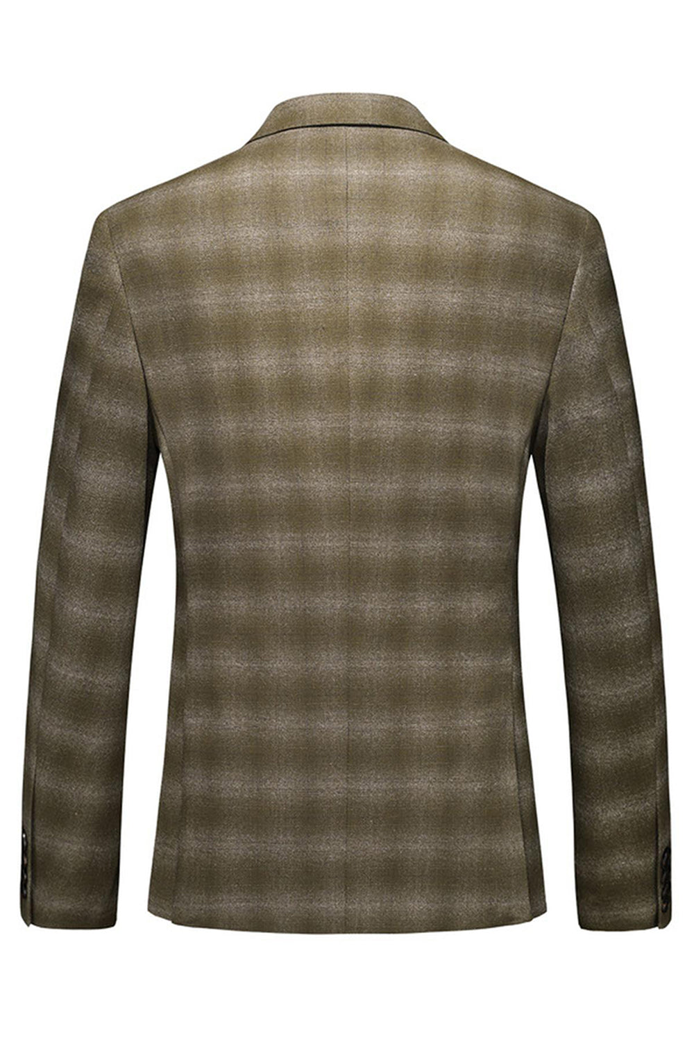 Trajes formales de 3 piezas con solapa de pico a rayas verde militar para hombre