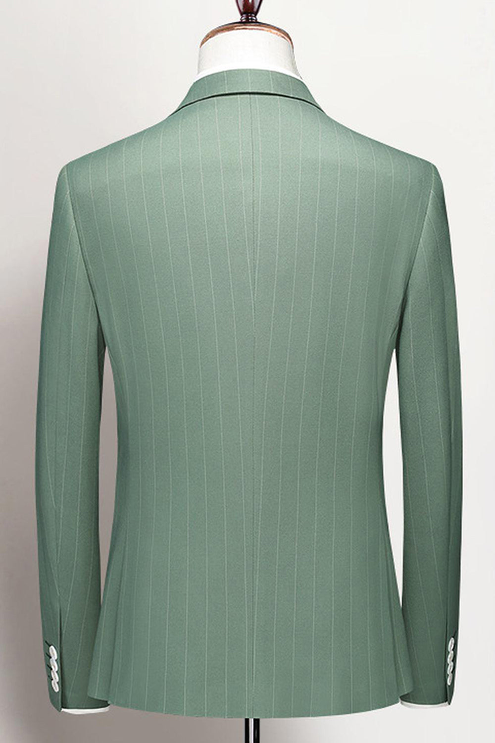 Trajes formales para hombre con solapa a rayas de 3 piezas verde hierba