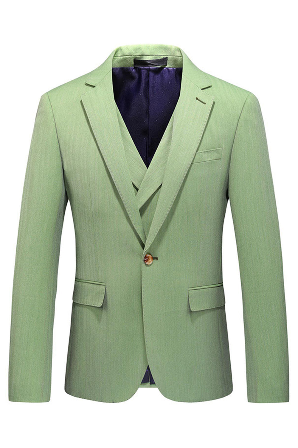 Solapa con muescas verde claro 3 piezas Trajes formales para hombre
